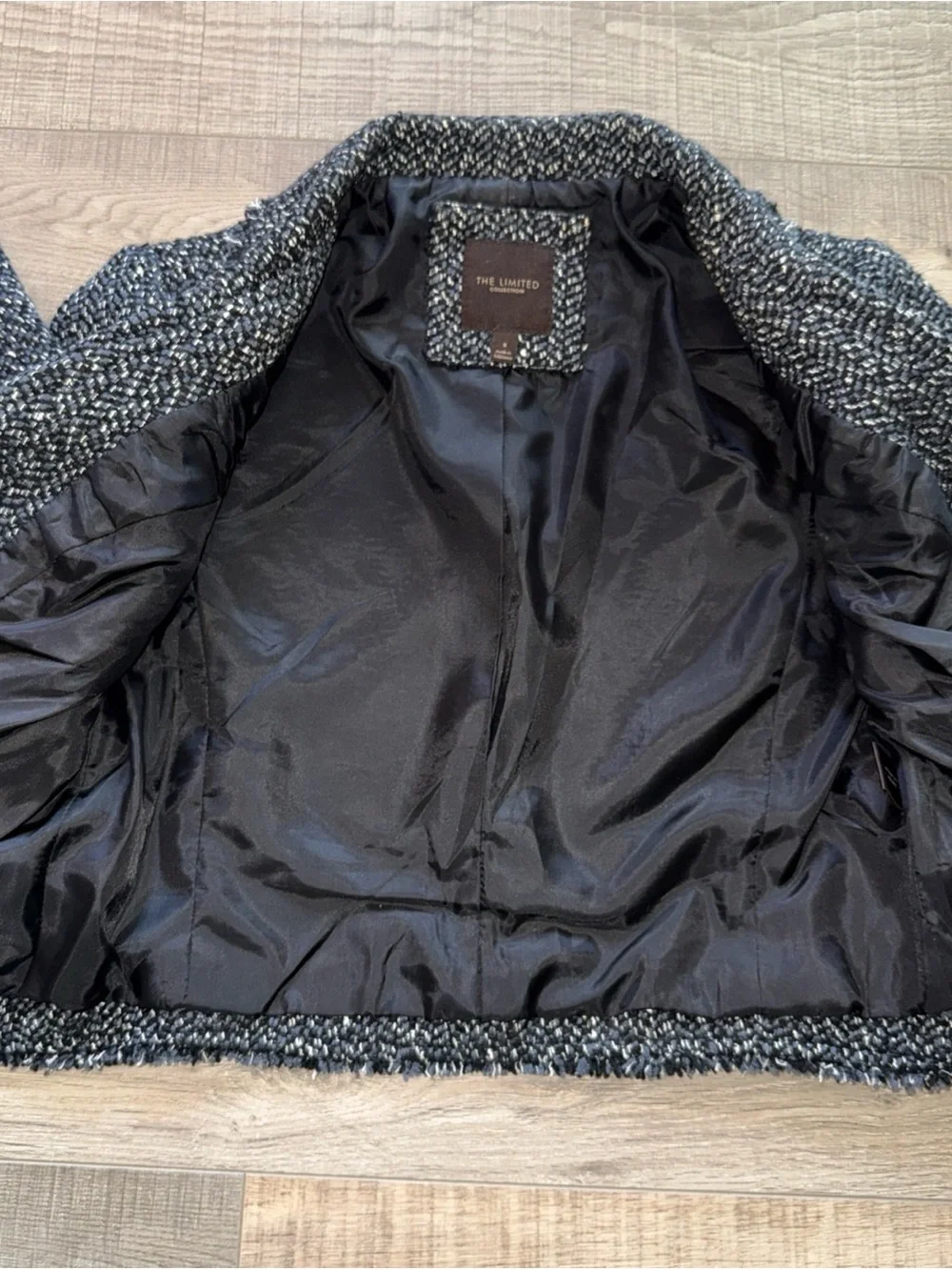 The Limited Women's Black & Gray Tweed Cropped Jacket size small